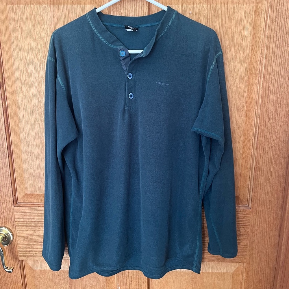 Vintage Patagonia Capilene Men's Dark Teal Long-Sleeve Henley